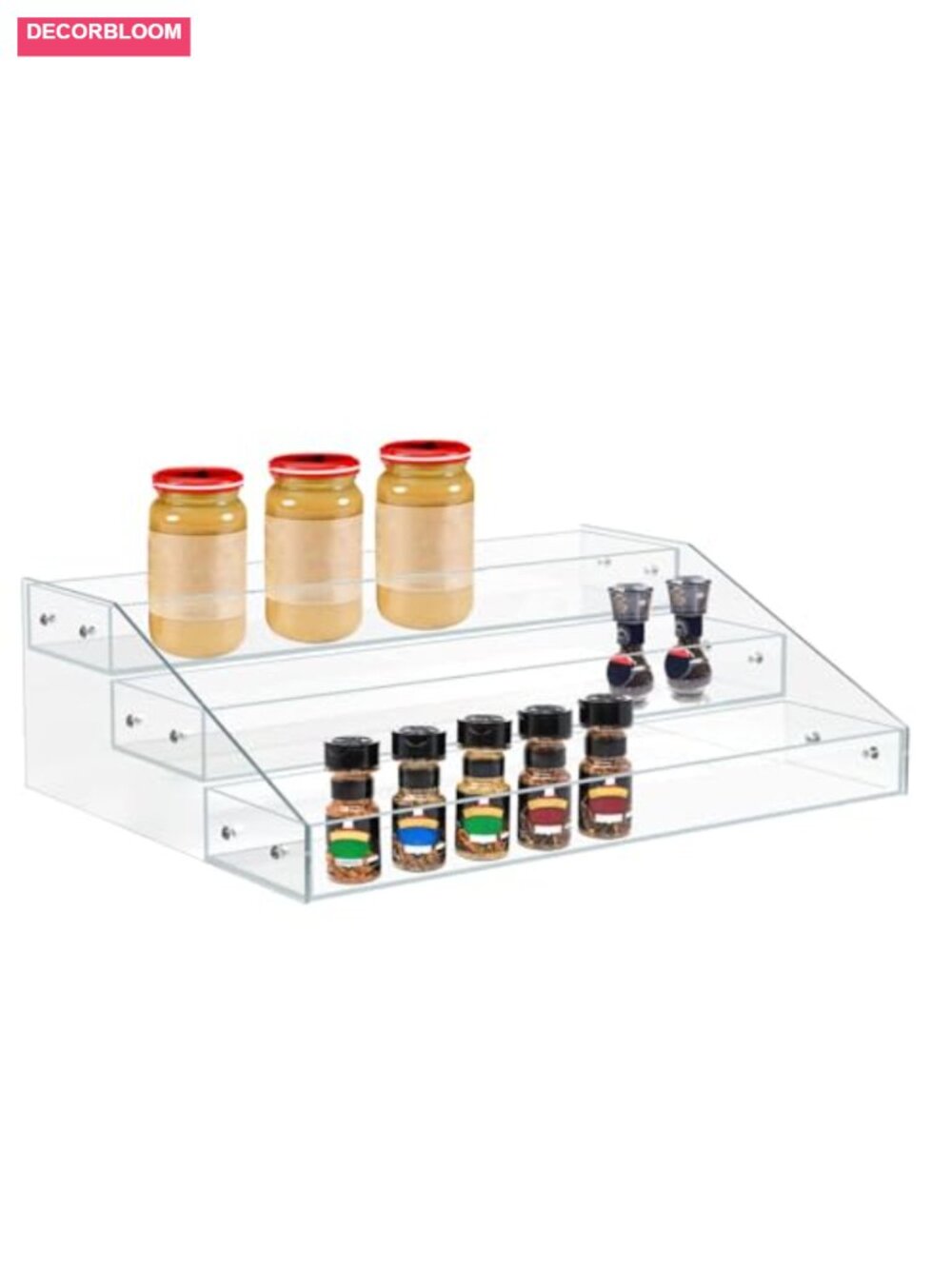 Clear Acrylic 3 Tier Spice Rack Organizer for Countertop Cabinet Pantry Kitchen